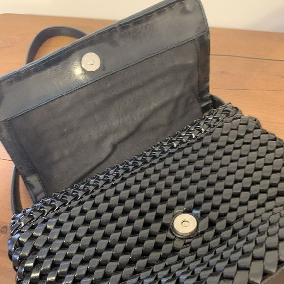 VTG Nine West Y2K 90's Shoulder Basket Weave Woven Black Handbag Bag Purse - Picture 12 of 14
